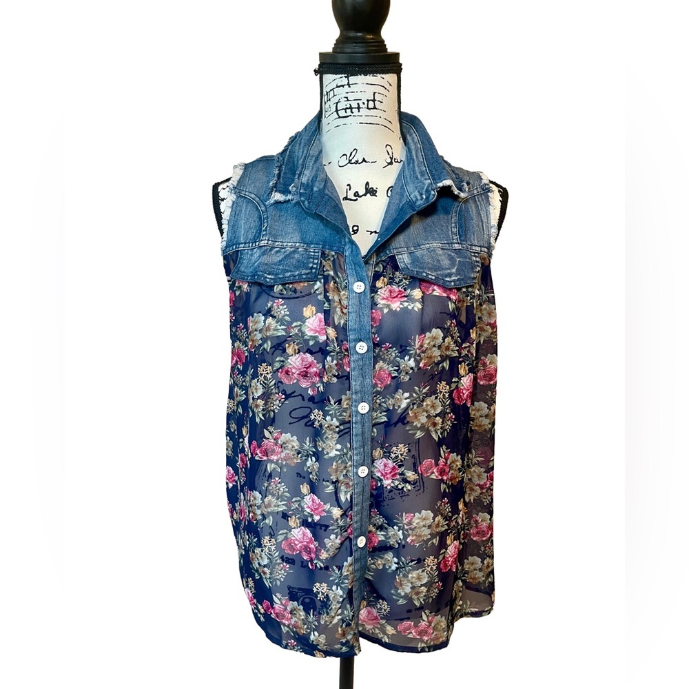 Papillon Raindrop Sheer Floral Sleeveless Top – Size M - NWOT